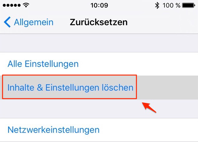 iPhone direkt zurücksetzen