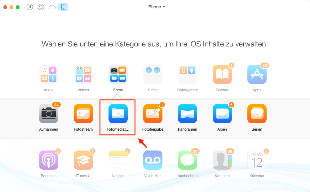 iPhone Kontakt im Computer sichern – Schritt 1