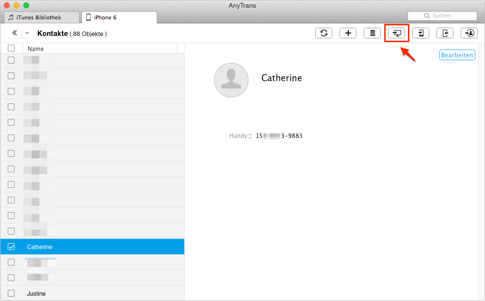 Mit AnyTrans können Sie iPhone Kontakte im Computer sichern - Schritt 3
