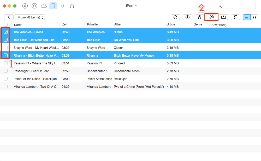 Selektiv & effizient! Musik vom iPad auf iTunes übertragen – Schritt 3