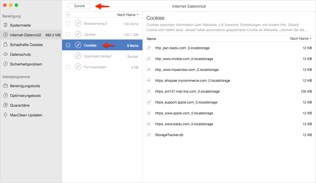 Safari Cookies auf dem Mac wählen – Schritt 5
