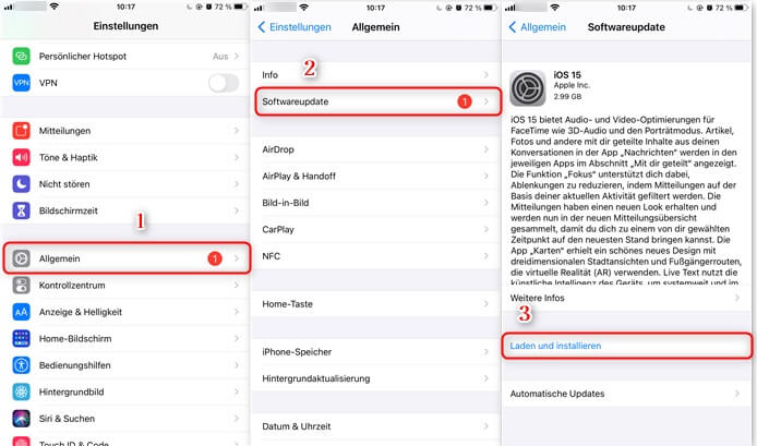 Wie kann man sein iPhone auf iOS 15 akualisieren