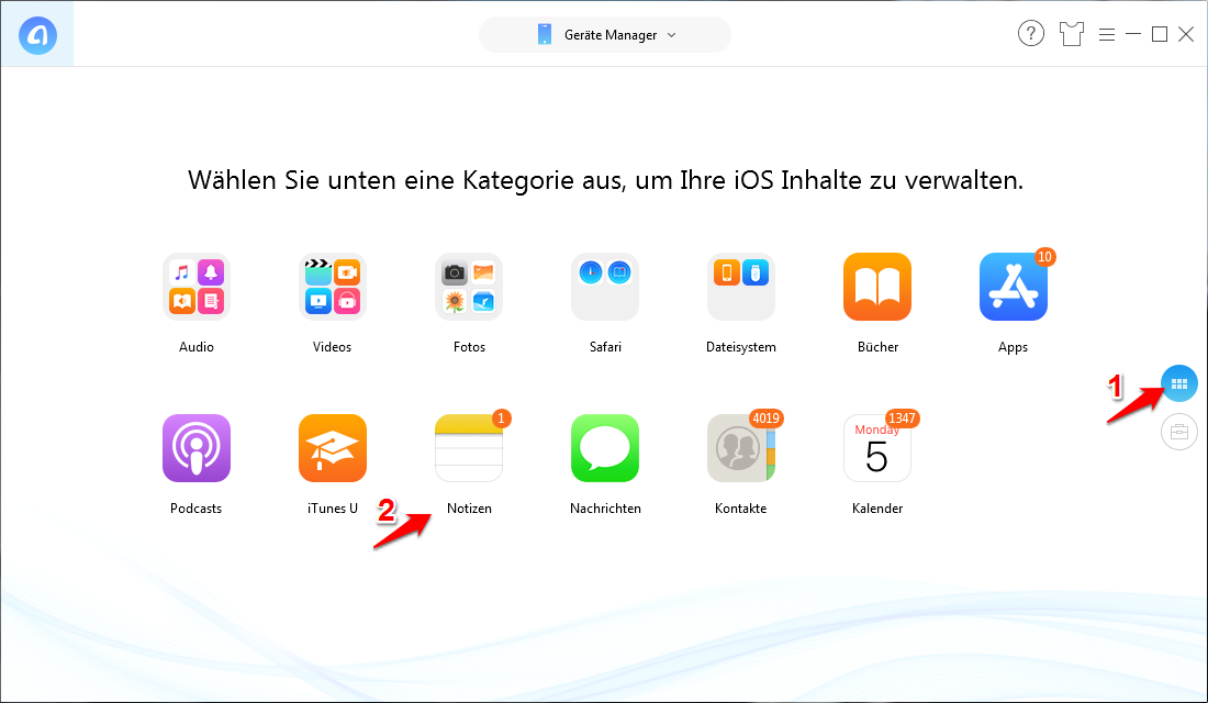 iPhone Notizen sichern & exportieren – Schritt 2