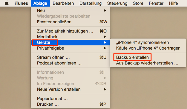 wie kann man mit iTunes iPhone Daten sichern