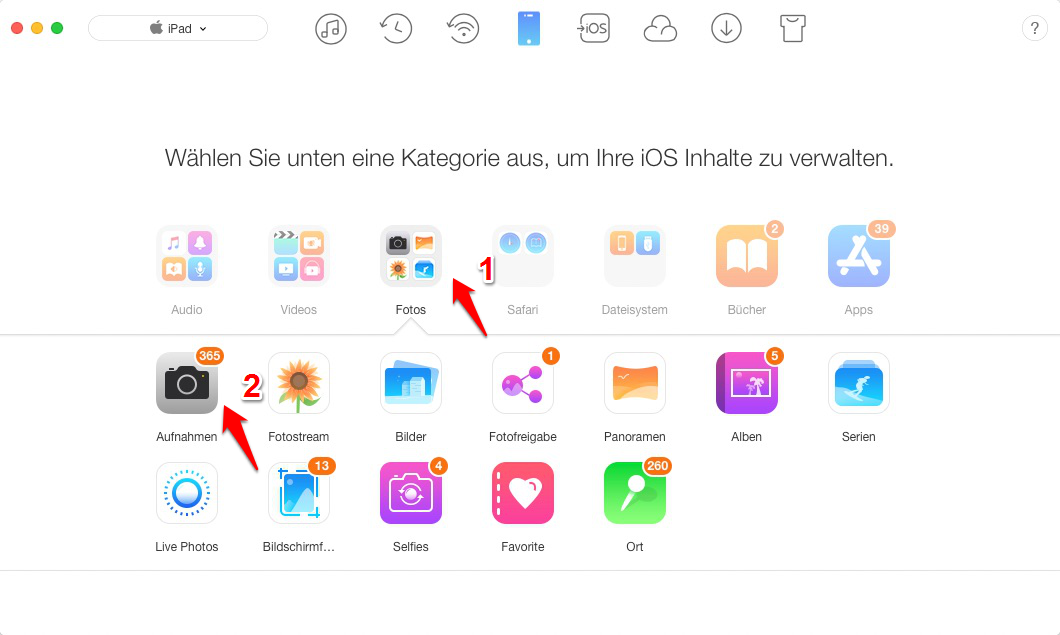 AnyTrans starten und Fotos auswählen – Schritt 1
