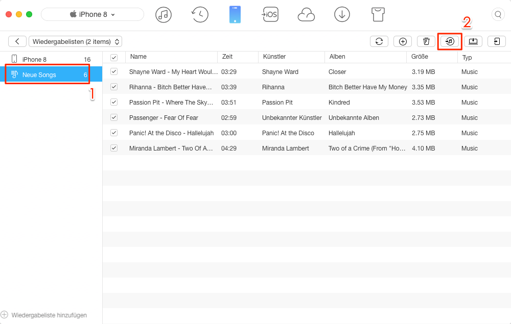 Playlist vom iPhone auf iTunes zurück übertragen – Schritt 3