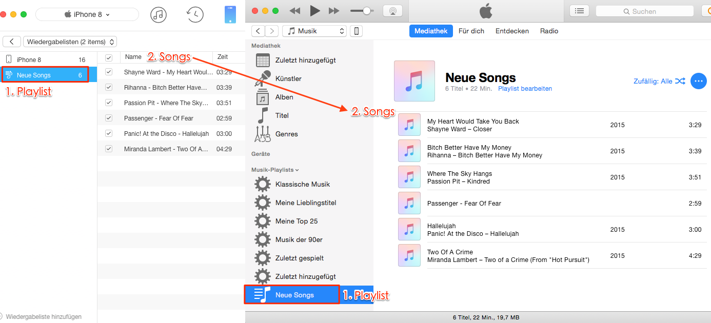 Playlist vom iPhone auf iTunes erfolgreich übertragen – Schritt 4