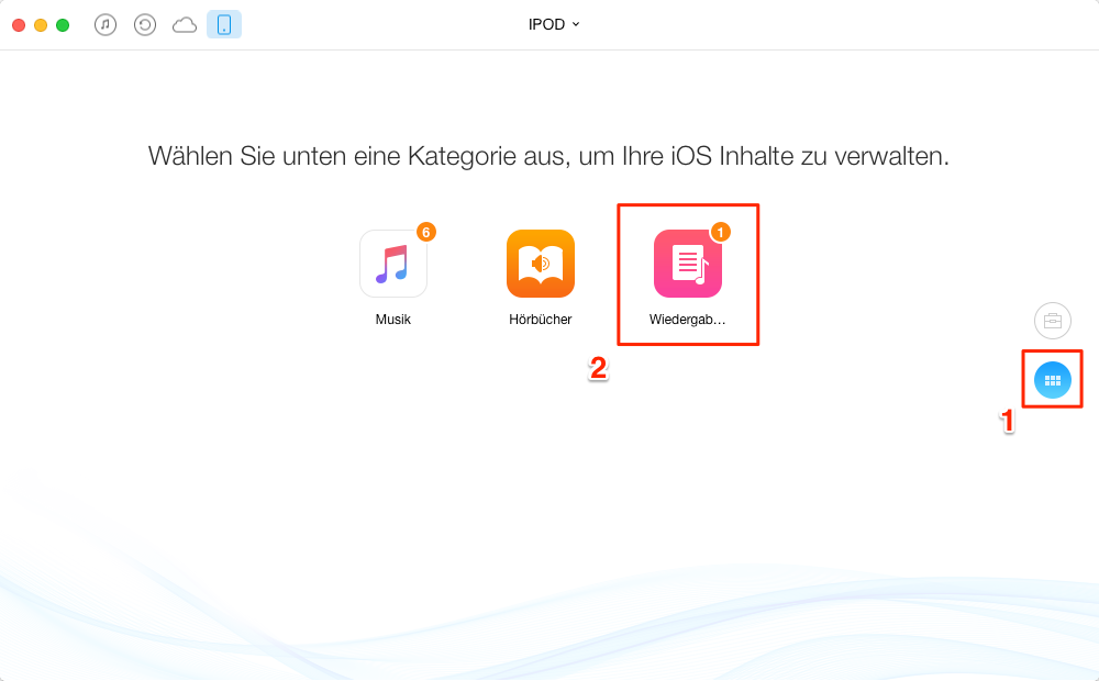 Wiedergabeliste vom iPod auf iTunes übertragen – Schritt 1