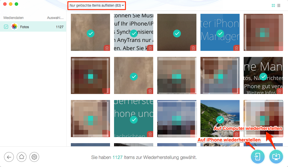 Gelöschte Fotos bzw. Bilder wiederherstellen iPhone – Schritt 3