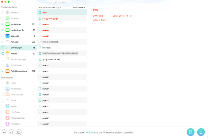 Wiederherstellung auswählen