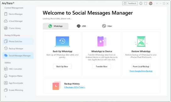 Screenshot of social message manager