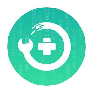 Green circle with wrench and cross
