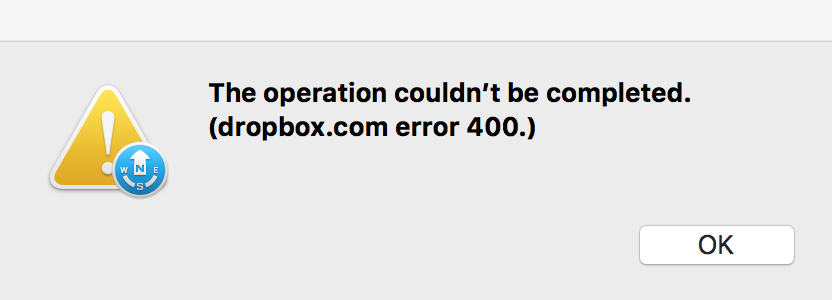 Error de dropbox 400