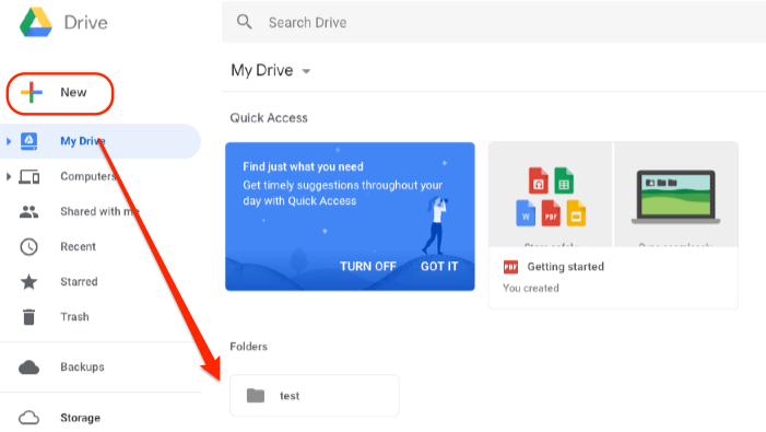 Create New Folder with Google Drive