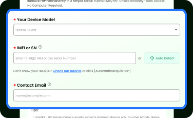 Déverrouillage du FRP Samsung – Sélection du modèle