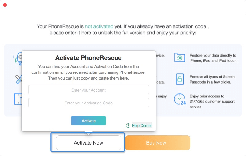 PhoneRescue Activation