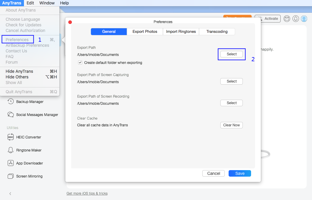 Change Export Path on Mac Computer