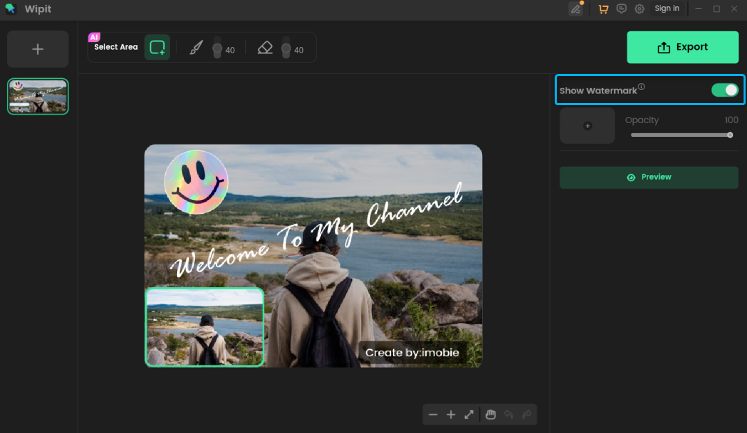 Click Show Watermark