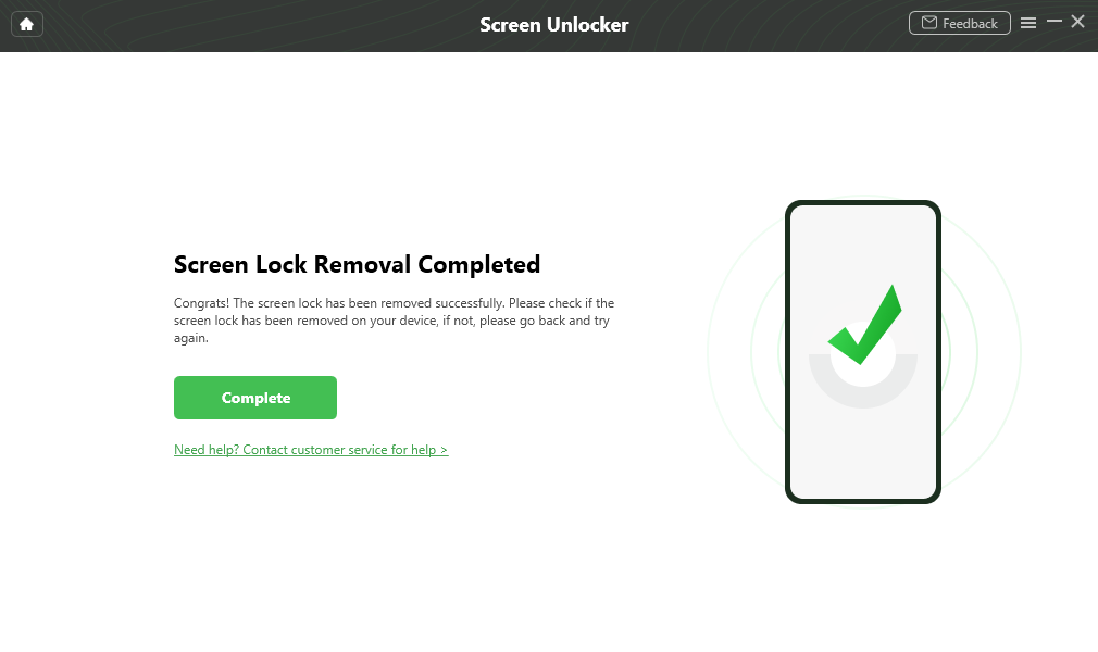 Screen Lock Removal Complete