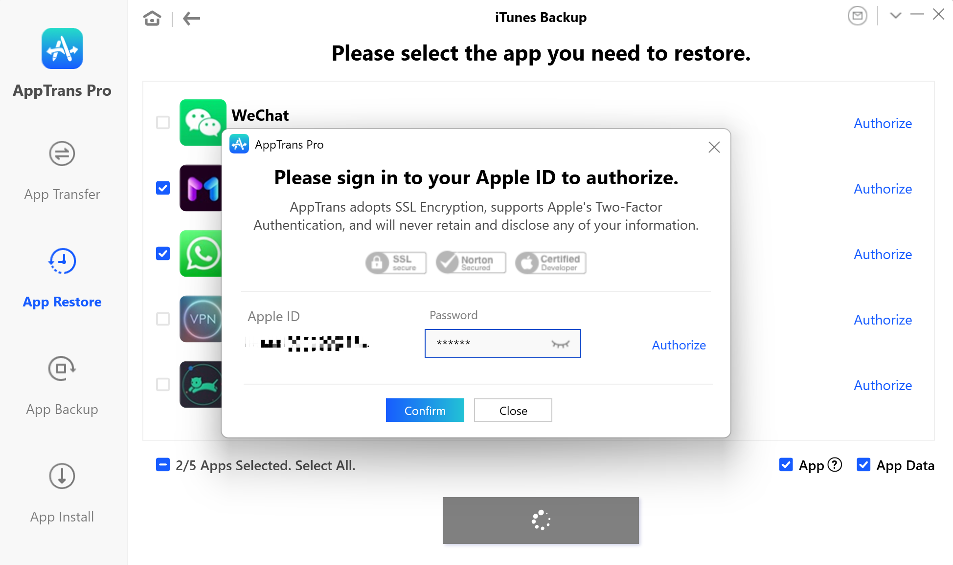 Sigin in to Apple ID to Authorize iCloud Account