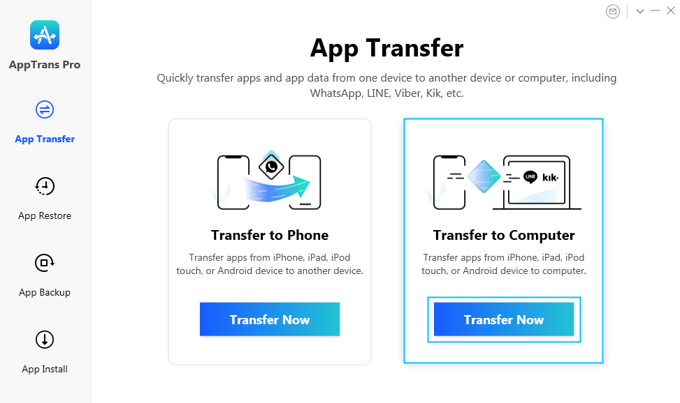 Select App Transfer-Transfer to Computer Option