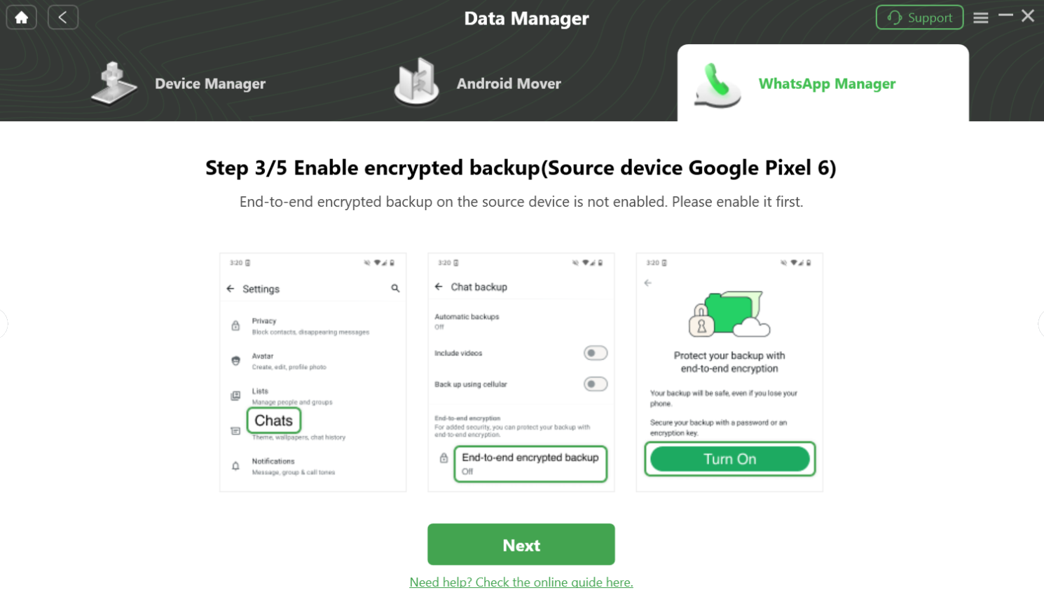 Enable End-to-end Encrypted Backup Manually