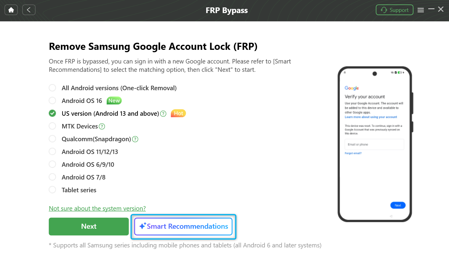 Click Smart Recommendations Option