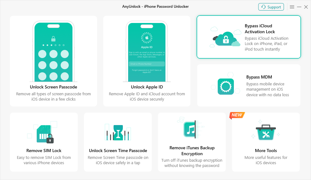 Select Bypass iCloud Activation Lock Mode