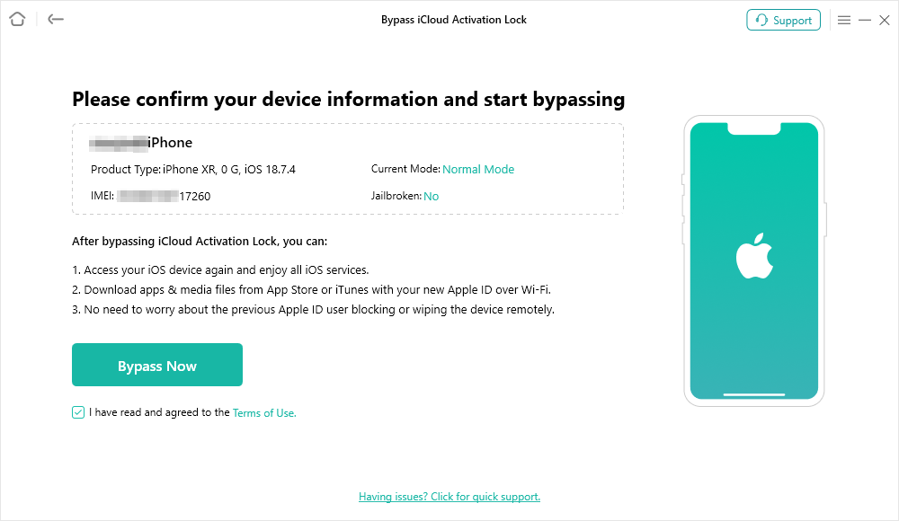 Connect the Device and Click Start Now Button