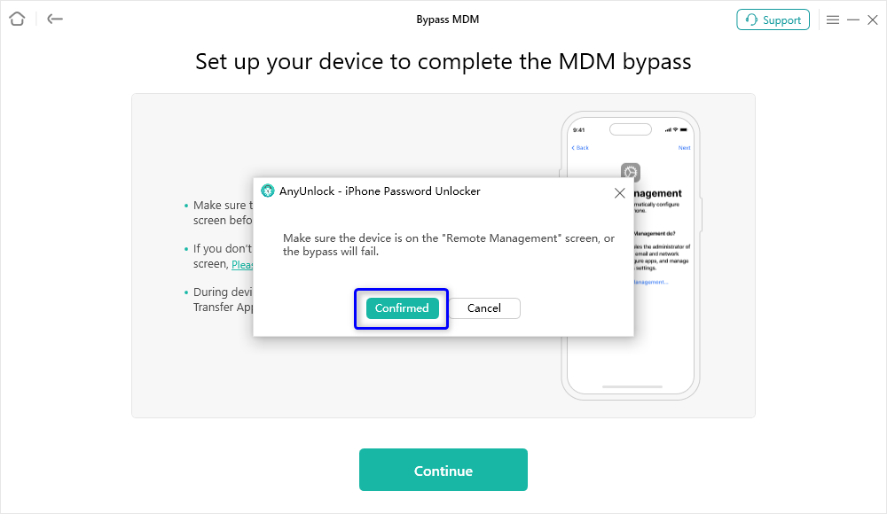 Start to Bypass MDM