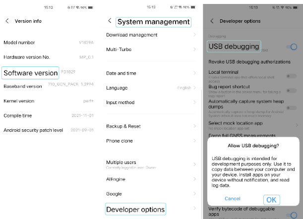 Enable USB Debugging Mode