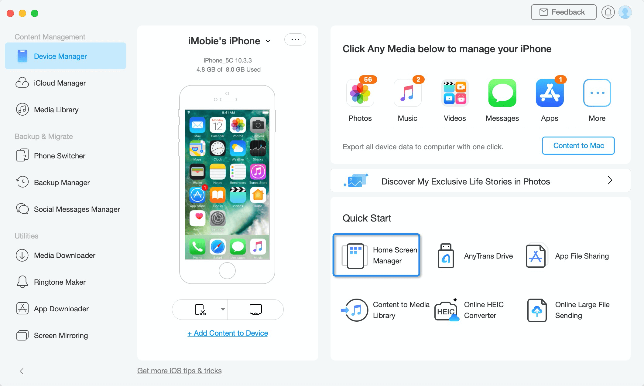 Your iOS Device Connected