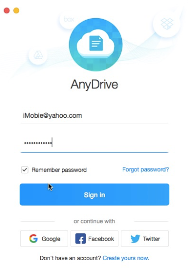 Log in AnyDrive