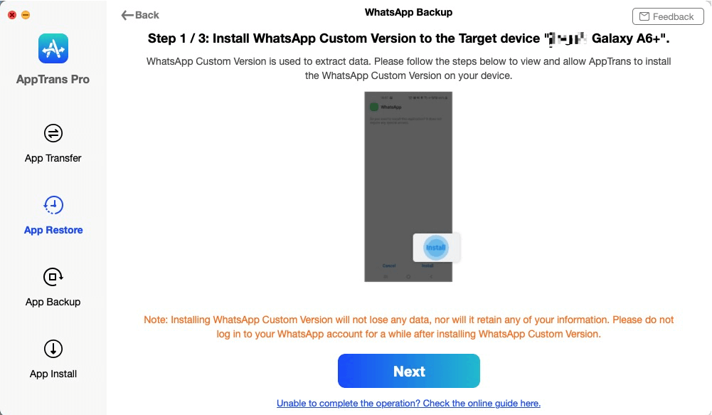 Install WhatsApp Custom Version to the Target Device