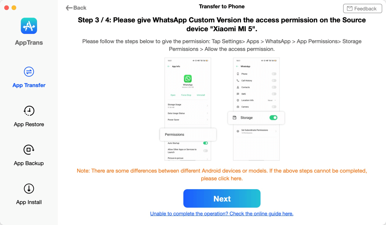 Get the Permission for WhatsApp