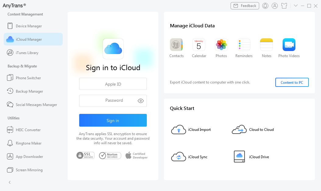  Choose iCloud Manager Function