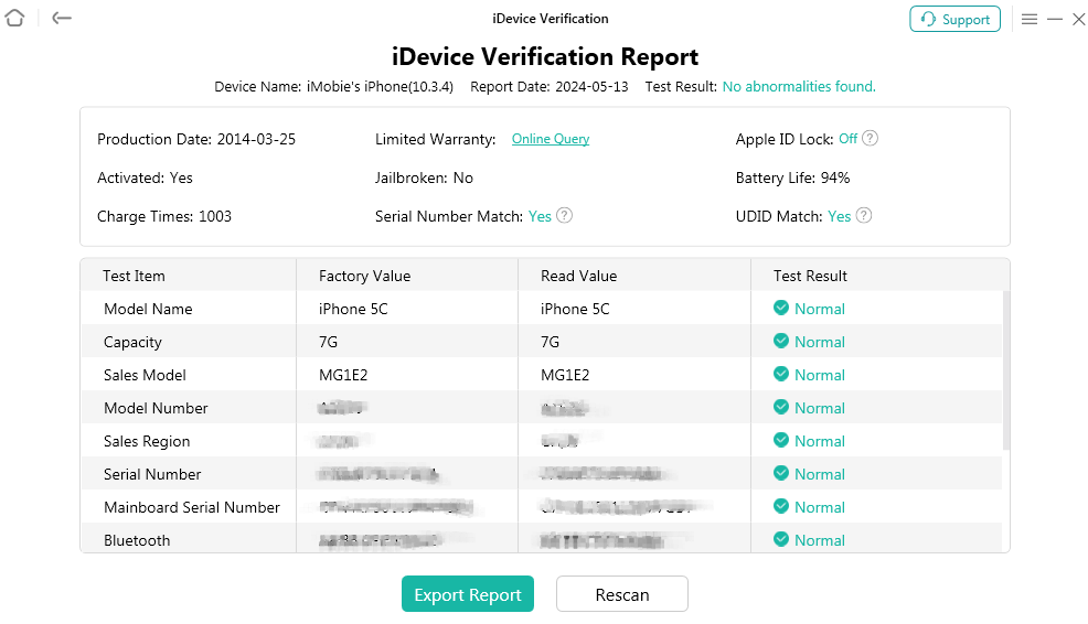 iDevice Verification Report