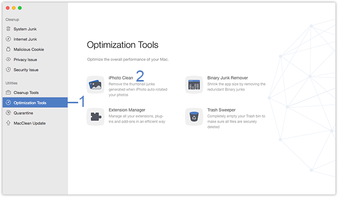 Select iPhoto Clean Function