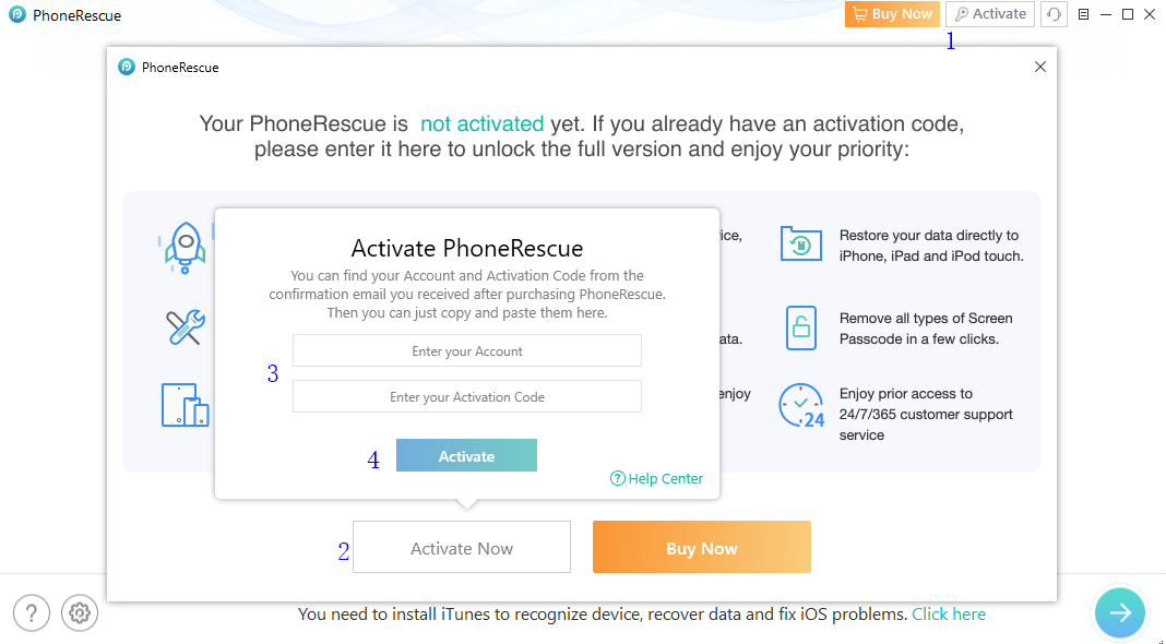 PhoneRescue Activation Completed