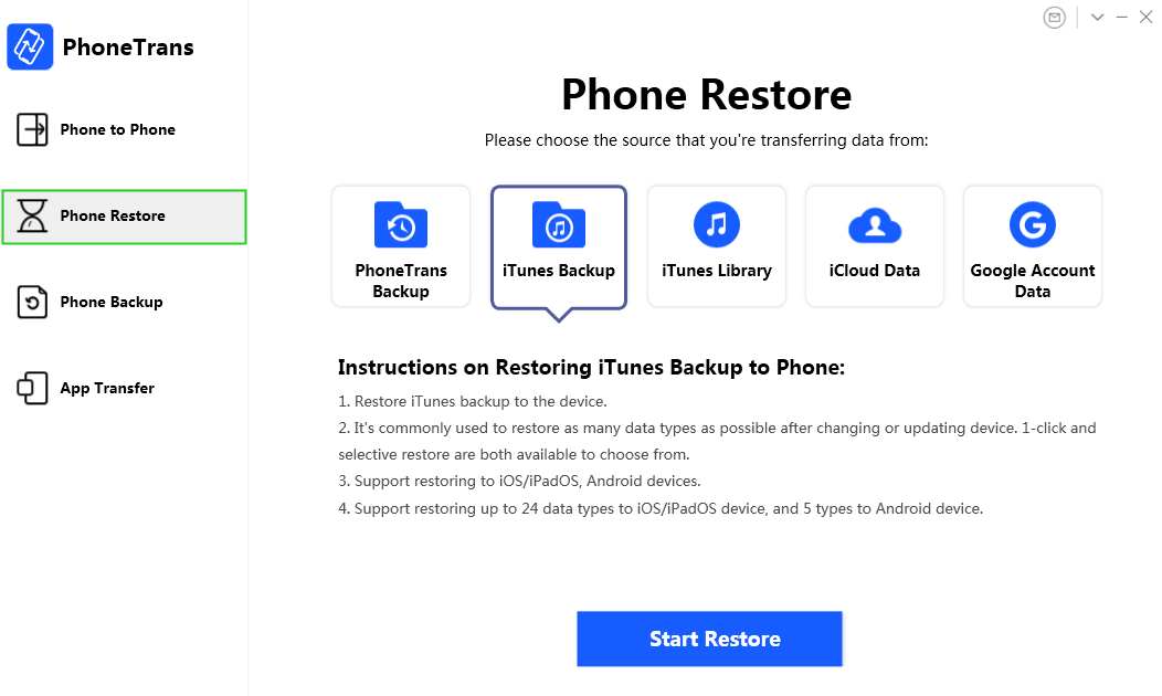Select Phone Restore Option