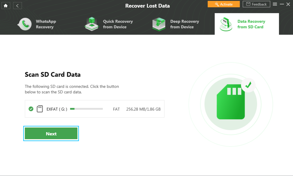 Select SD Card to Recover Data