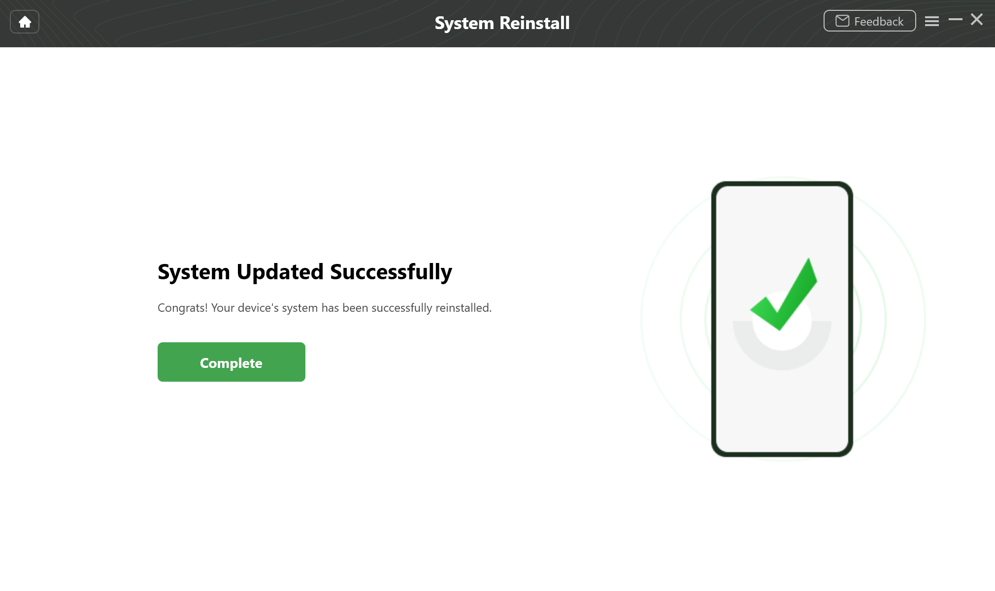 System Reinstallation Completed