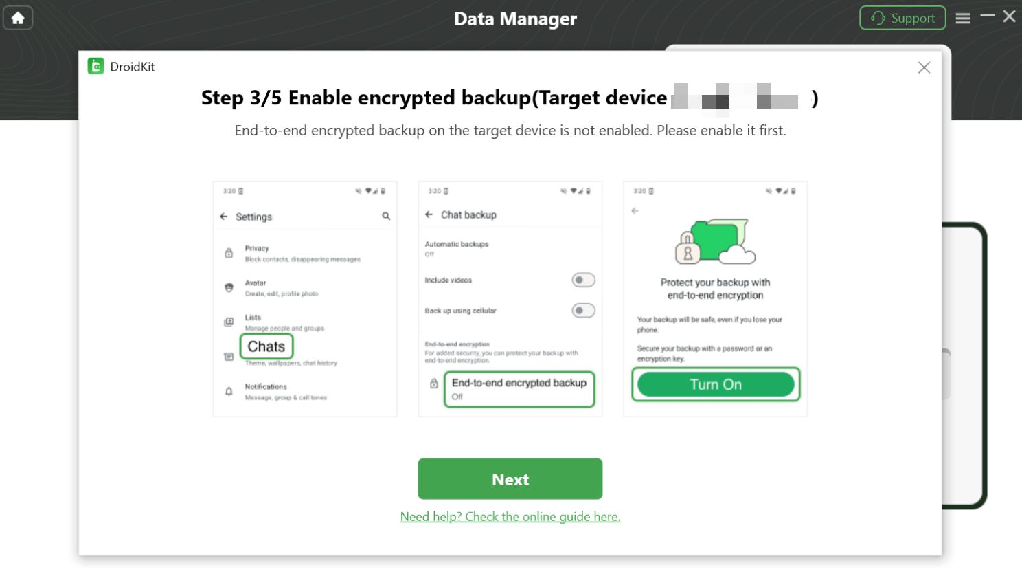 Enable End-to-end Encrypted Backup Manually