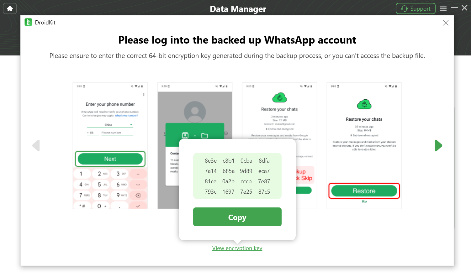 Sign In the Currently Backed Up WhatsApp Account