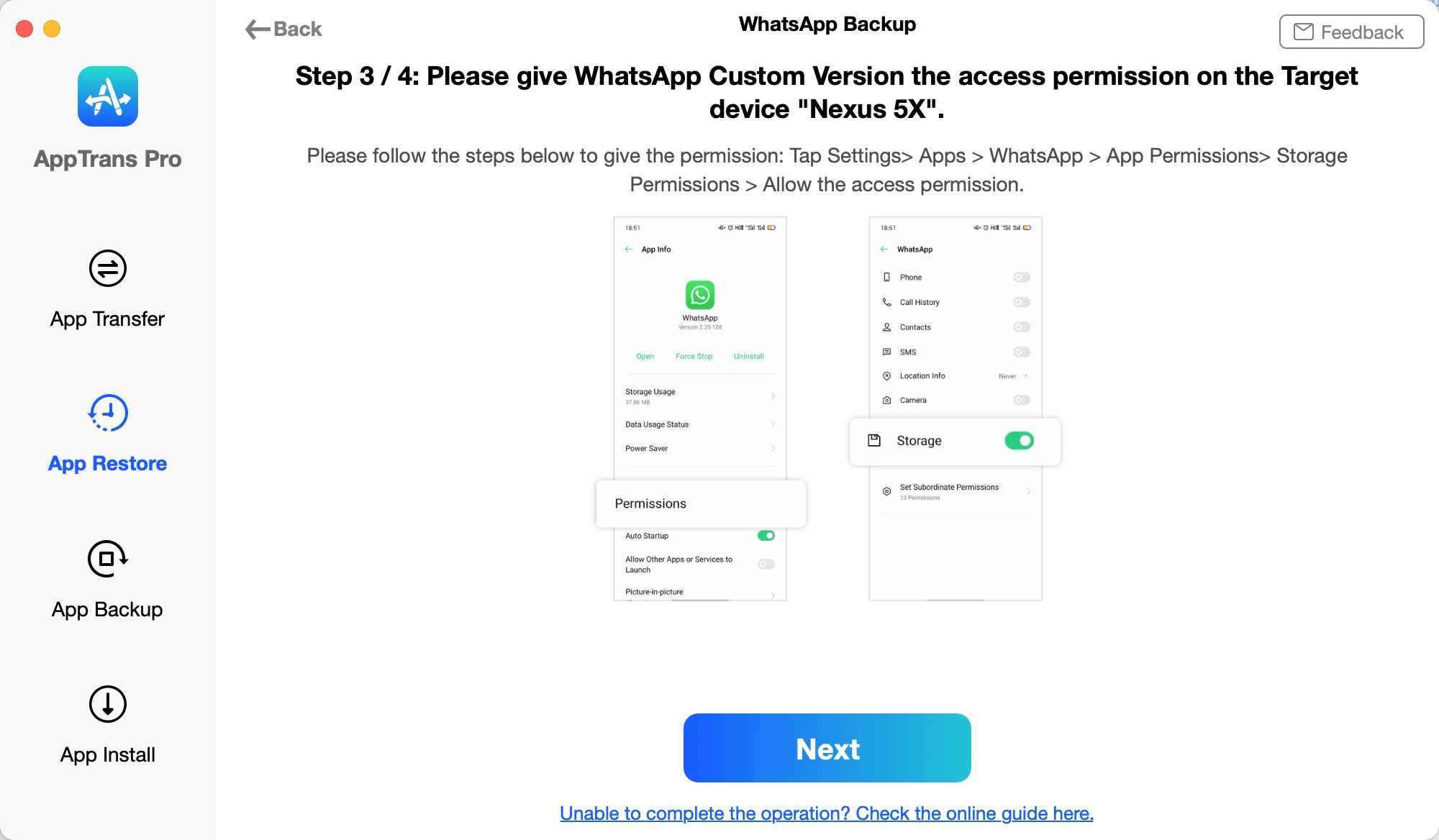 Give WhatsApp Custom Version the Permission
