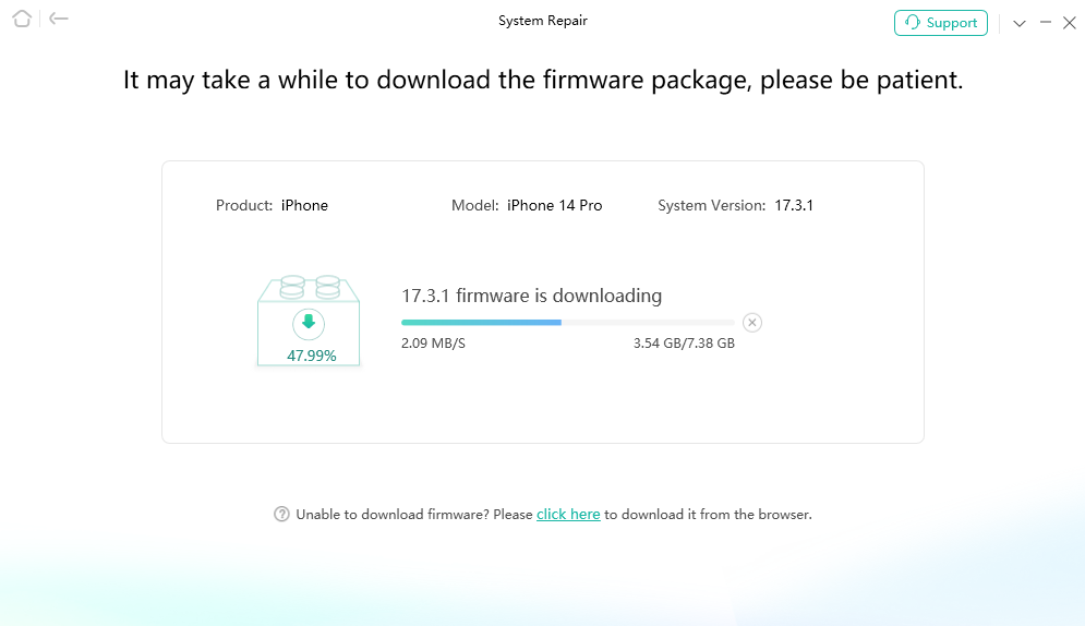Start to Download Firmware Package