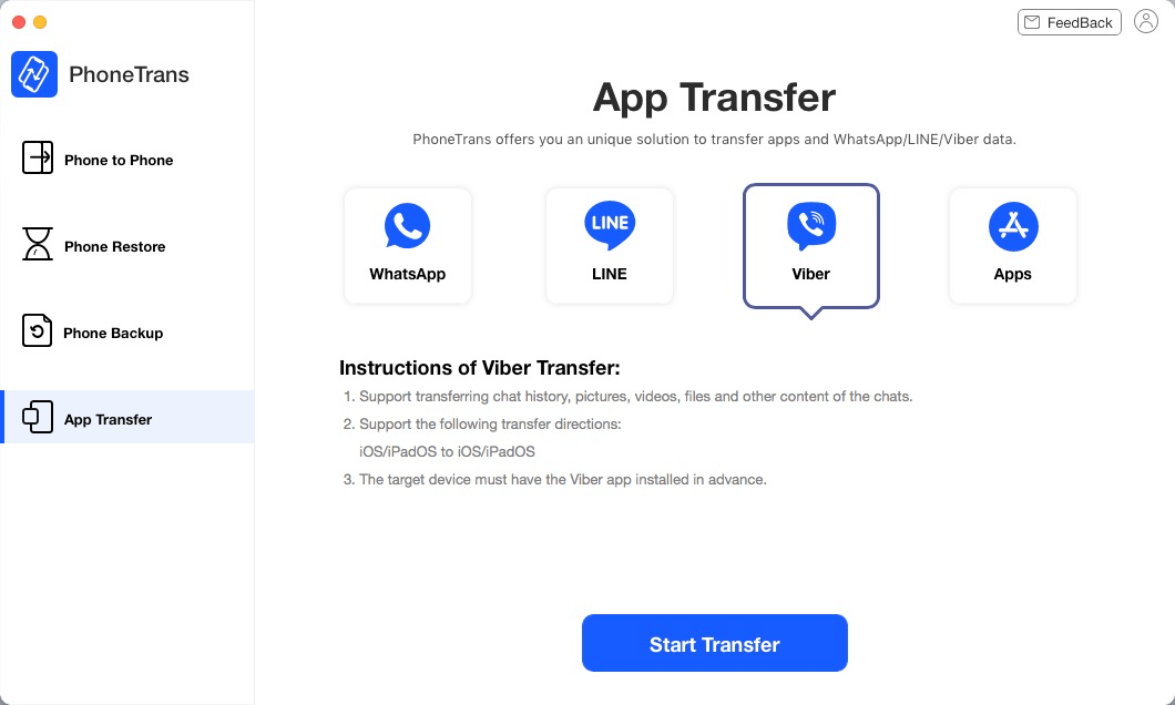 PhoneTrans Online Guide- Transfer Viber to iPhone