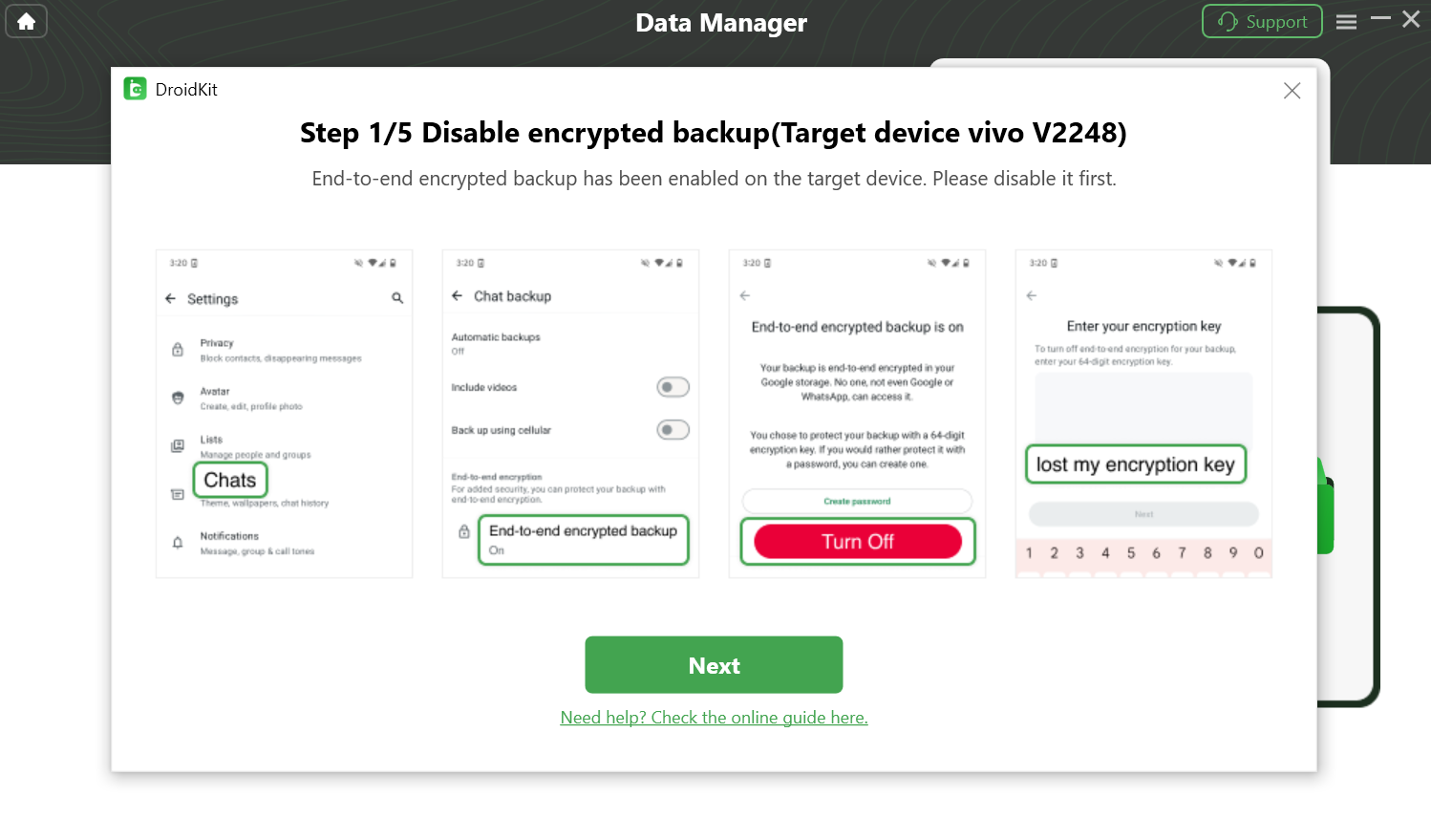 Turn Off  End-to-End Encrypted Backup
