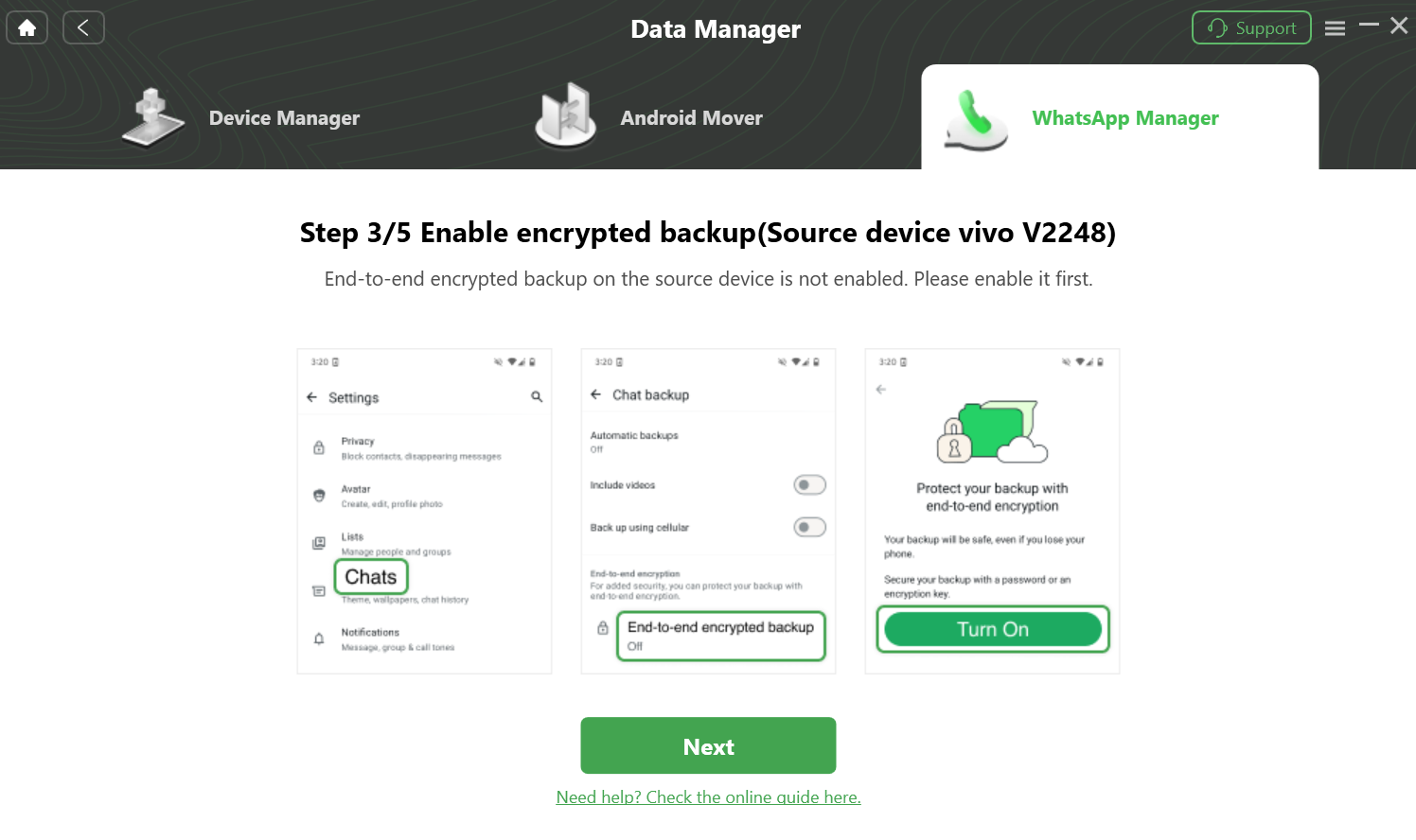 Enable End-to-end Encrypted Backup Manually