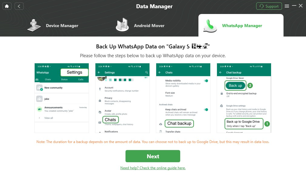 Back up WhatsApp Data to Google Drive